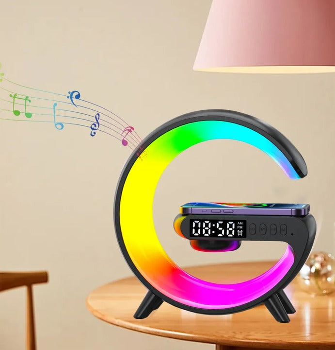 Smart G Shape Lamp – Wireless Charger with Built-in Speaker & Alarm Clock Smart G Shape Lamp – Wireless Charger with Built-in Speaker & Alarm Clock